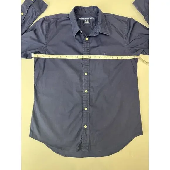 Vintage Ralph LaurenSport Slim Fit Navy Button Down Men's Medium Stretch Cotton - Picture 3 of 8